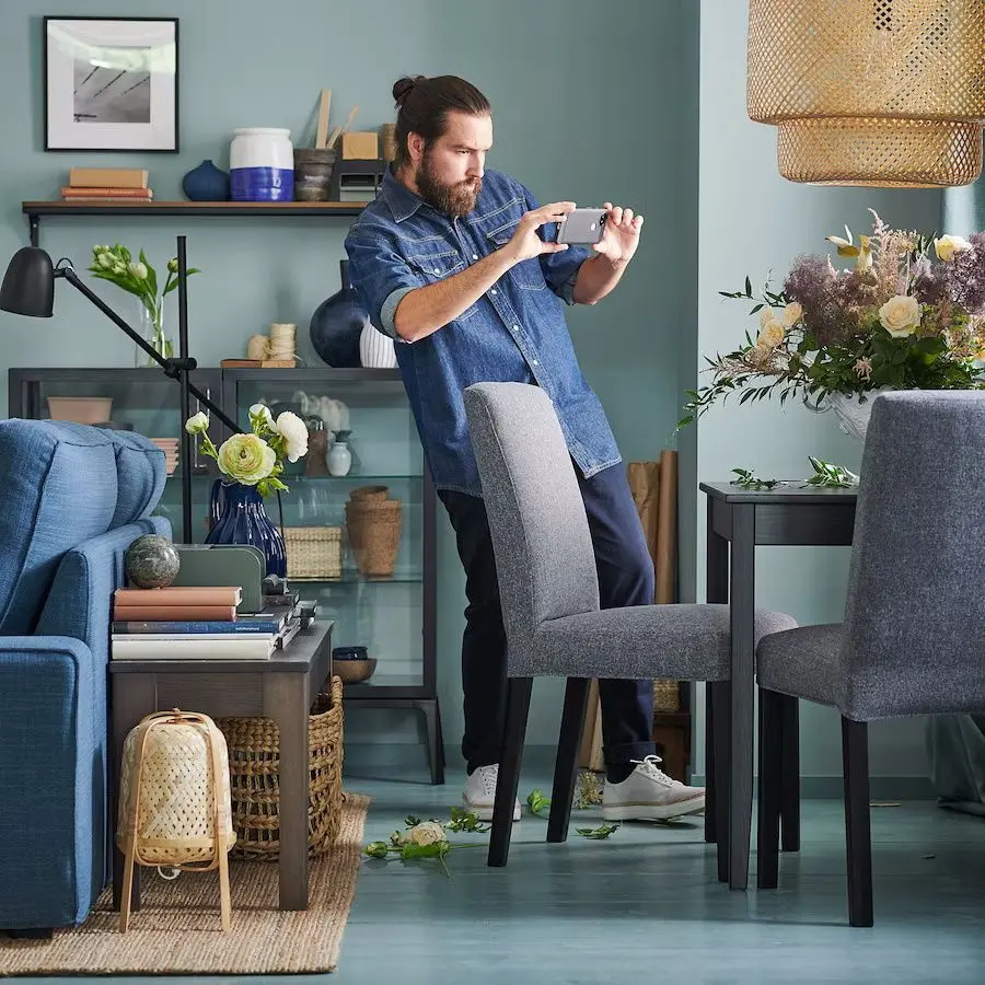 Set scaune Ikea Bergmund 2 bucati (Negru/Gunnared Gri Mediu)