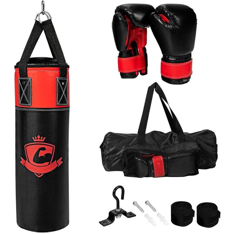 Sac de box + manusi + bandaje box Costway SP37567DK (Black/Red)