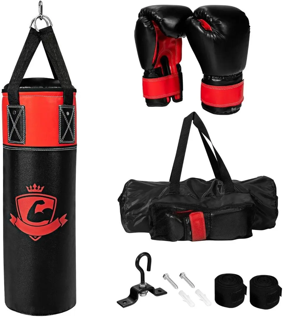 Sac de box + manusi + bandaje box Costway SP37567DK (Black/Red)