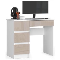 Masa de birou Akord A-7 90 Left (White/Cappuccino Gloss) Thumb