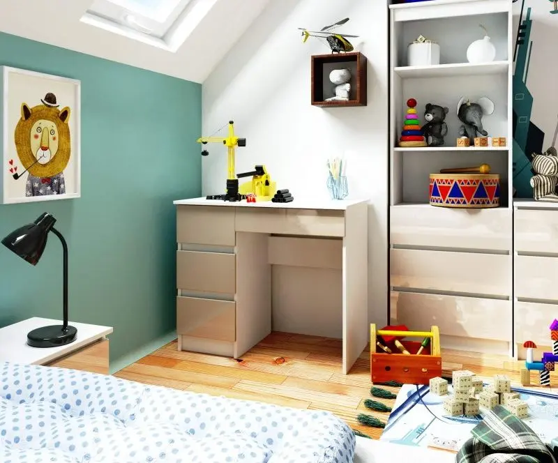 Masa de birou Akord A-7 90 Left (White/Cappuccino Gloss)