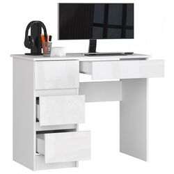 Masa de birou Akord A-7 90 Left (White/White Gloss) Thumb