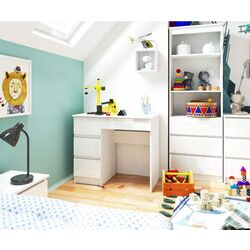 Masa de birou Akord A-7 90 Left (White/White Gloss)