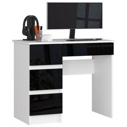 Masa de birou Akord A-7 90 Left (White/Black Gloss) Thumb