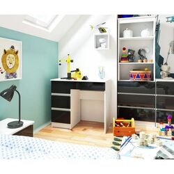 Masa de birou Akord A-7 90 Left (White/Black Gloss)