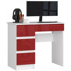 Masa de birou Akord A-7 90 Left (White/Red Gloss) Thumb