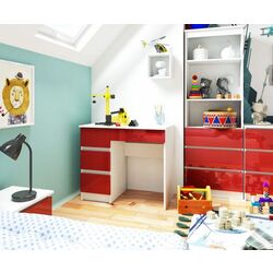 Masa de birou Akord A-7 90 Left (White/Red Gloss)