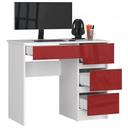 Masa de birou Akord A-7 90 Right (White/Red Gloss) Thumb