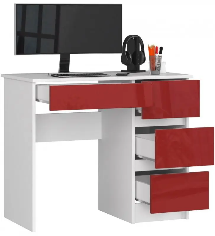 Masa de birou Akord A-7 90 Right (White/Red Gloss) - 2