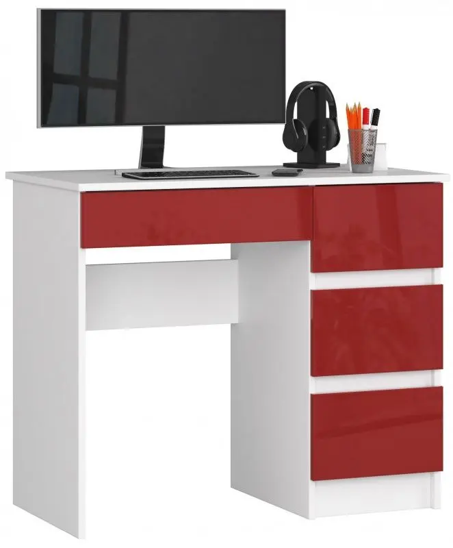 Masa de birou Akord A-7 90 Right (White/Red Gloss) - 3