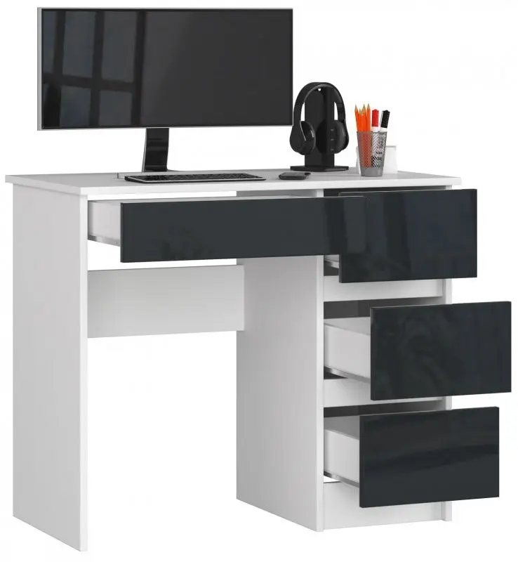 Masa de birou Akord A-7 90 Right (White/Graphite Gloss) - 2