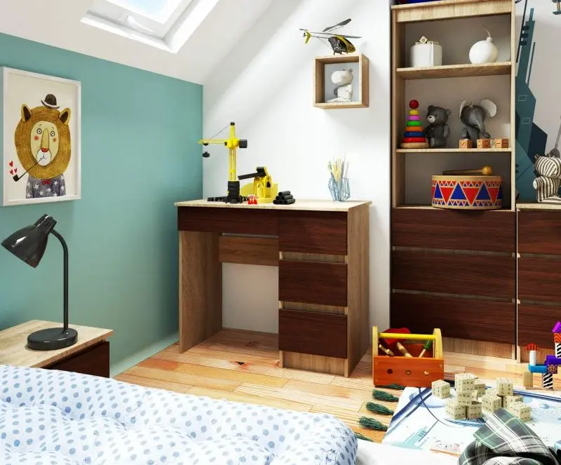 Masa de birou Akord A-7 90 Right (Sonoma Oak/Wenge)