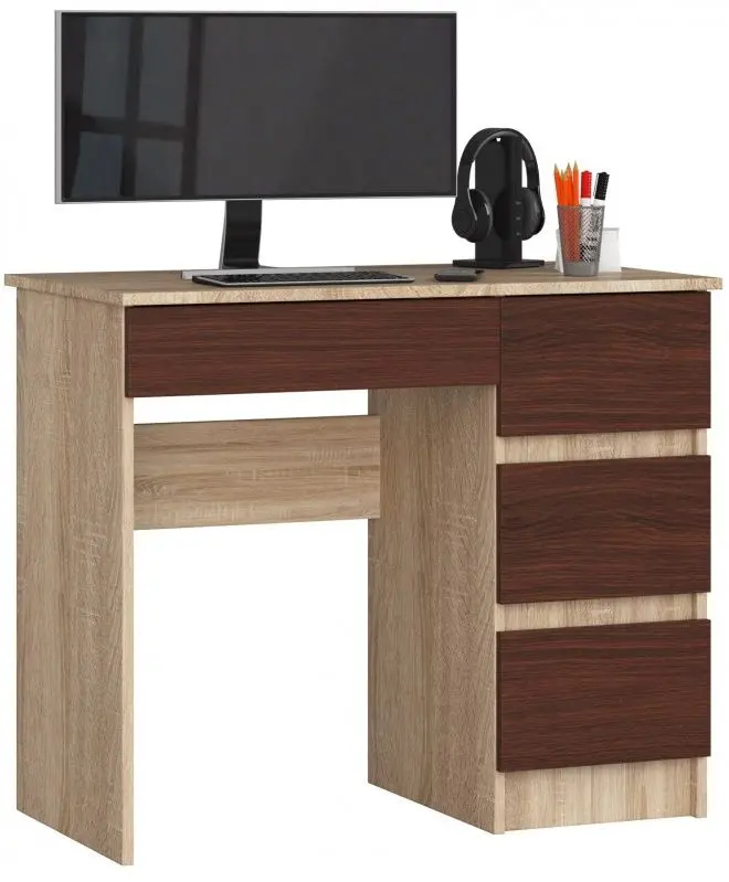 Masa de birou Akord A-7 90 Right (Sonoma Oak/Wenge)