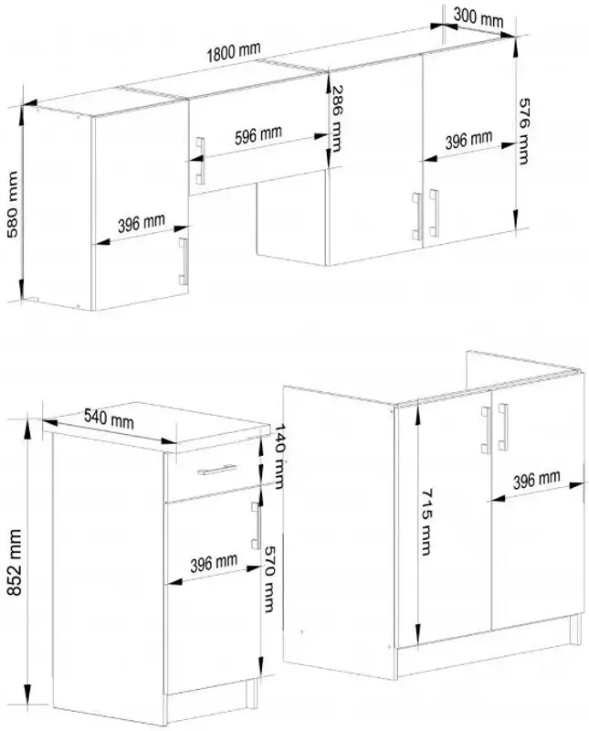 Кухня Akord Lima 1.8m (Sonoma Oak)