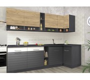 Кухня угловая Modern Monro 2.6m (Craft Oak Gold/White Gloss/Asphalt)