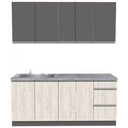 Bucatarie modulara Yasen Madera 1.8m Uscator Craft Oak White/Graphite Gray (stanga) Thumb