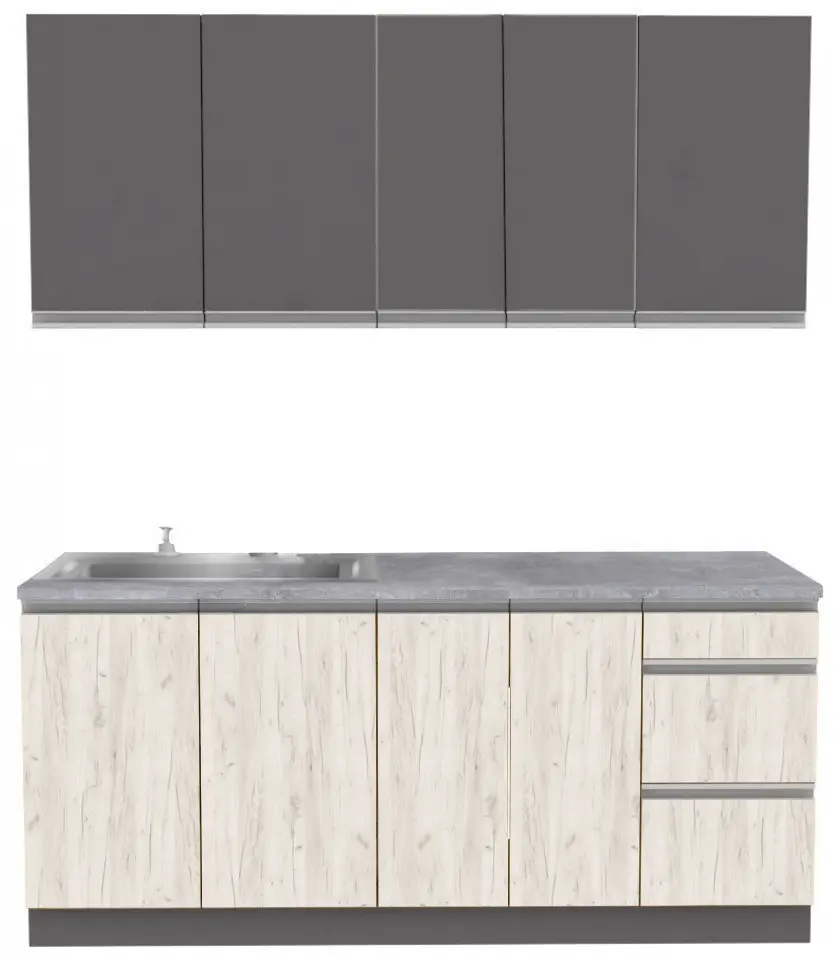 Bucatarie modulara Yasen Madera 1.8m Uscator Craft Oak White/Graphite Gray (stanga)