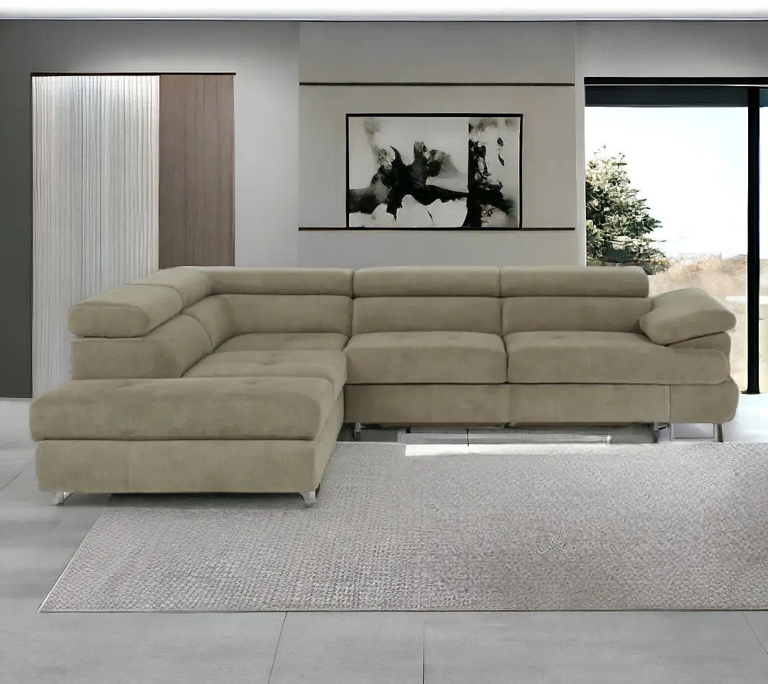 Canapea de colt extensibila Tempo Kondela Buton R Soro 13 Left (Light Brown)