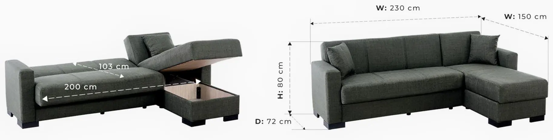 Canapea de colt Fabulous Hugo 52-002 (Gray)