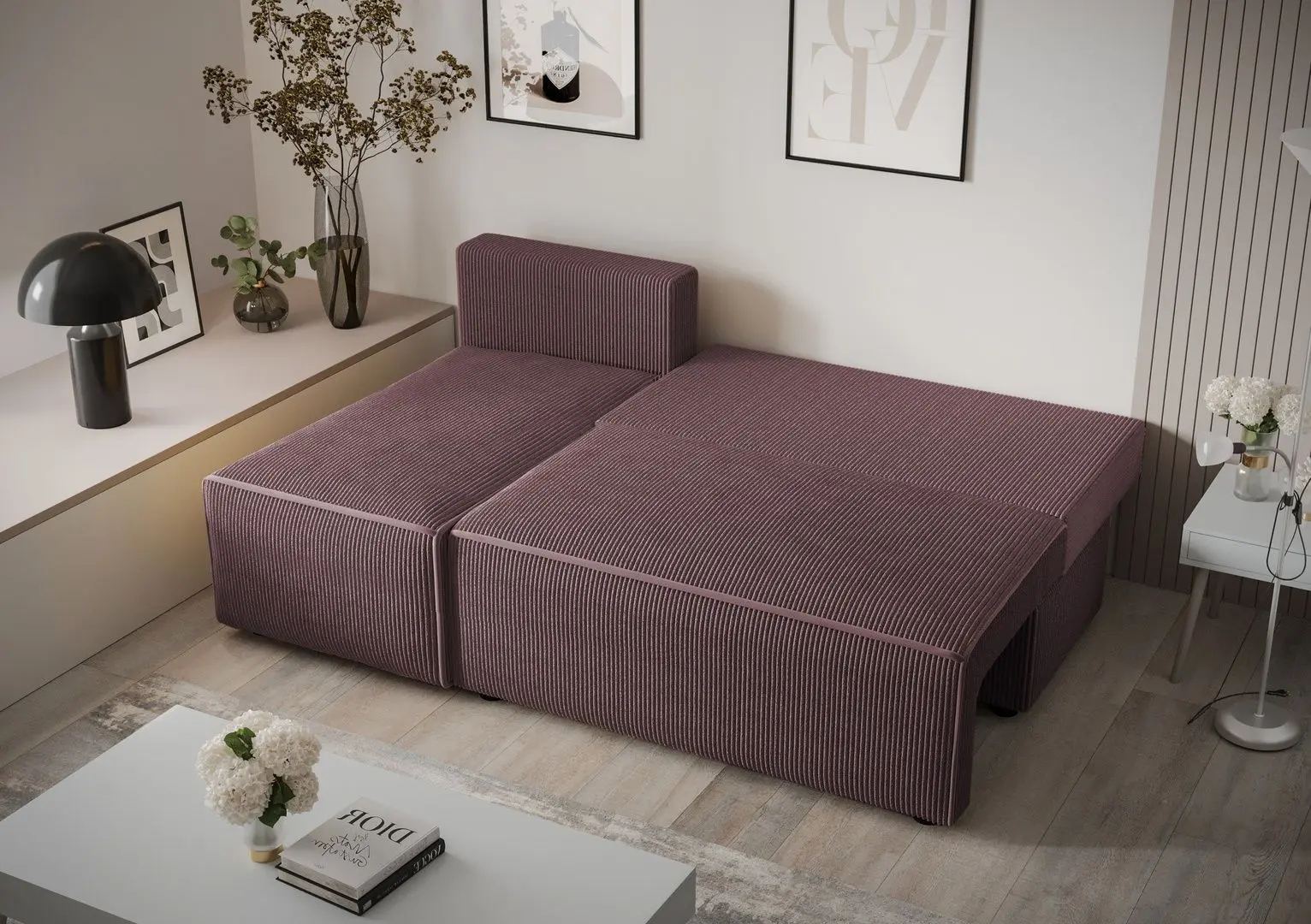 Canapea de colt Space Meble Mira Corner Left Poso 27 (Pastel Purple)