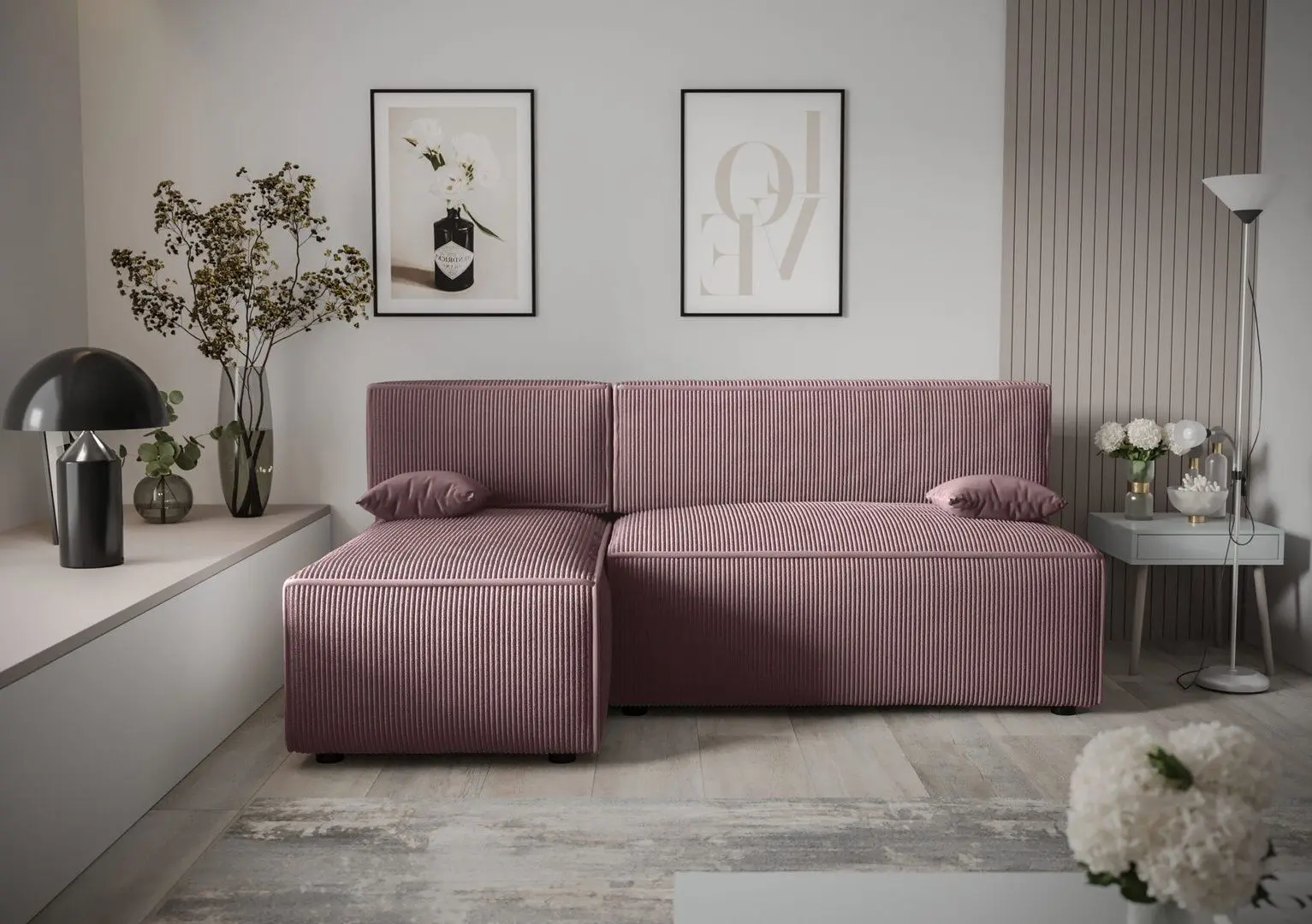 Canapea de colt Space Meble Mira Corner Left Poso 27 (Pastel Purple)