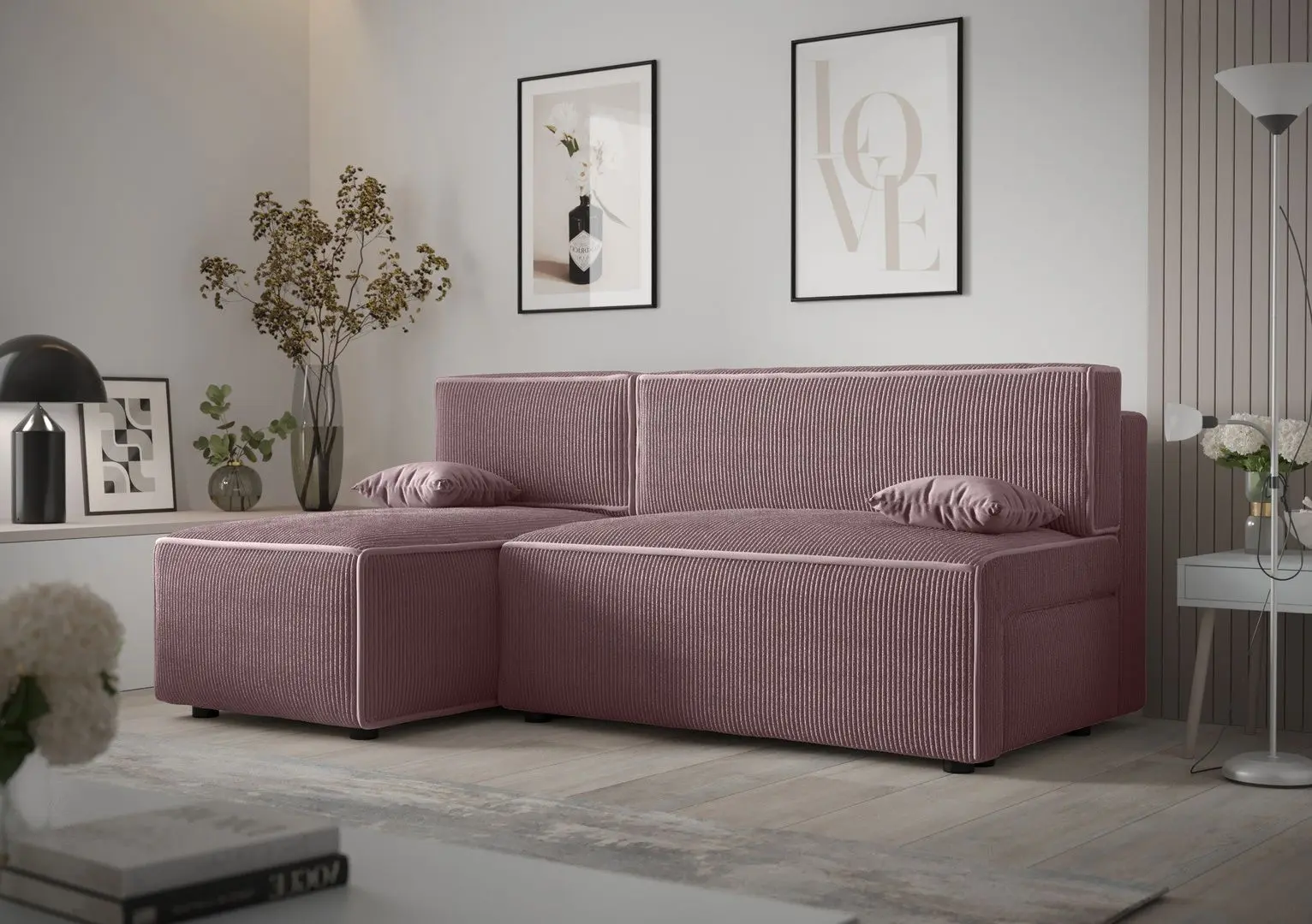 Canapea de colt Space Meble Mira Corner Left Poso 27 (Pastel Purple)