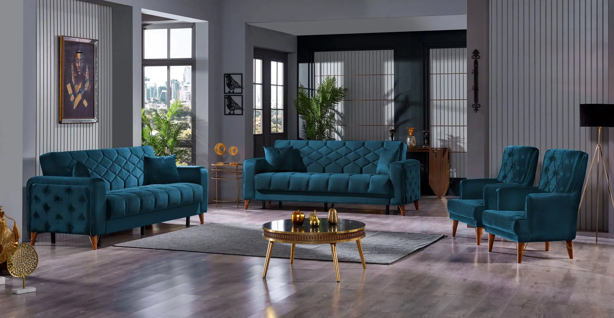 Canapea Fabulous Melisa 3-locuri 82-003 (Blue-Green)