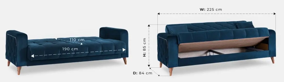 Canapea Fabulous Melisa 3-locuri 82-003 (Blue-Green)