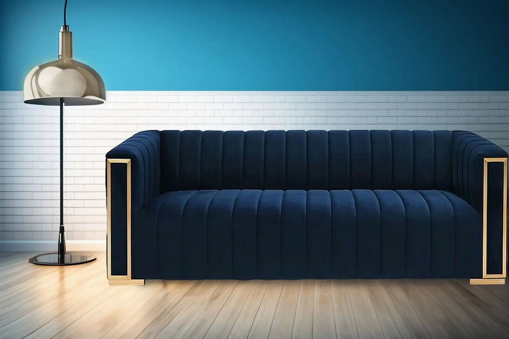 Диван Signal Vogue 3 Velvet (Blue/Gold) - 2