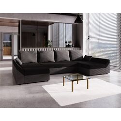 Canapea in forma de U Space Meble Dante U Mikrofaza 27/Mikrofaza 15 (Gray/Black)