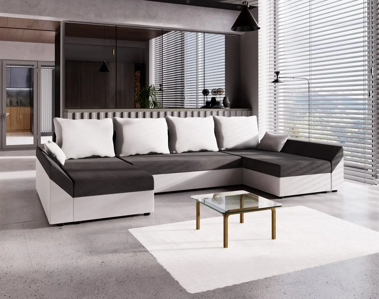 Диван П-образный Space Meble Dante U Mikrofaza 27/Mikrofaza 31 (Gray/White)