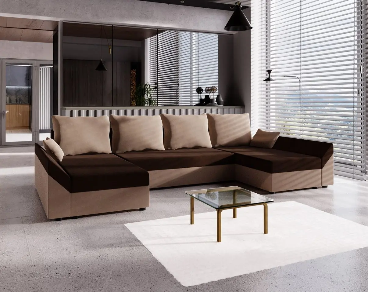 Диван П-образный Space Meble Dante U Mikrofaza 20/Mikrofaza 05 (Brown/Beige)