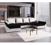 Canapea in forma de U Space Meble Dante U Mikrofaza 15/Mikrofaza 31 (Black/White)