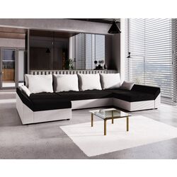 Диван П-образный Space Meble Dante U Mikrofaza 15/Mikrofaza 31 (Black/White)