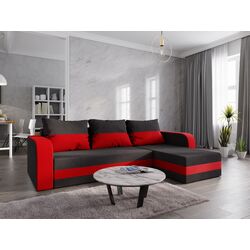 Canapea de colt Space Meble Hewlet Bis Mikrofaza 15/Mikrofaza 22 (Black/Red)