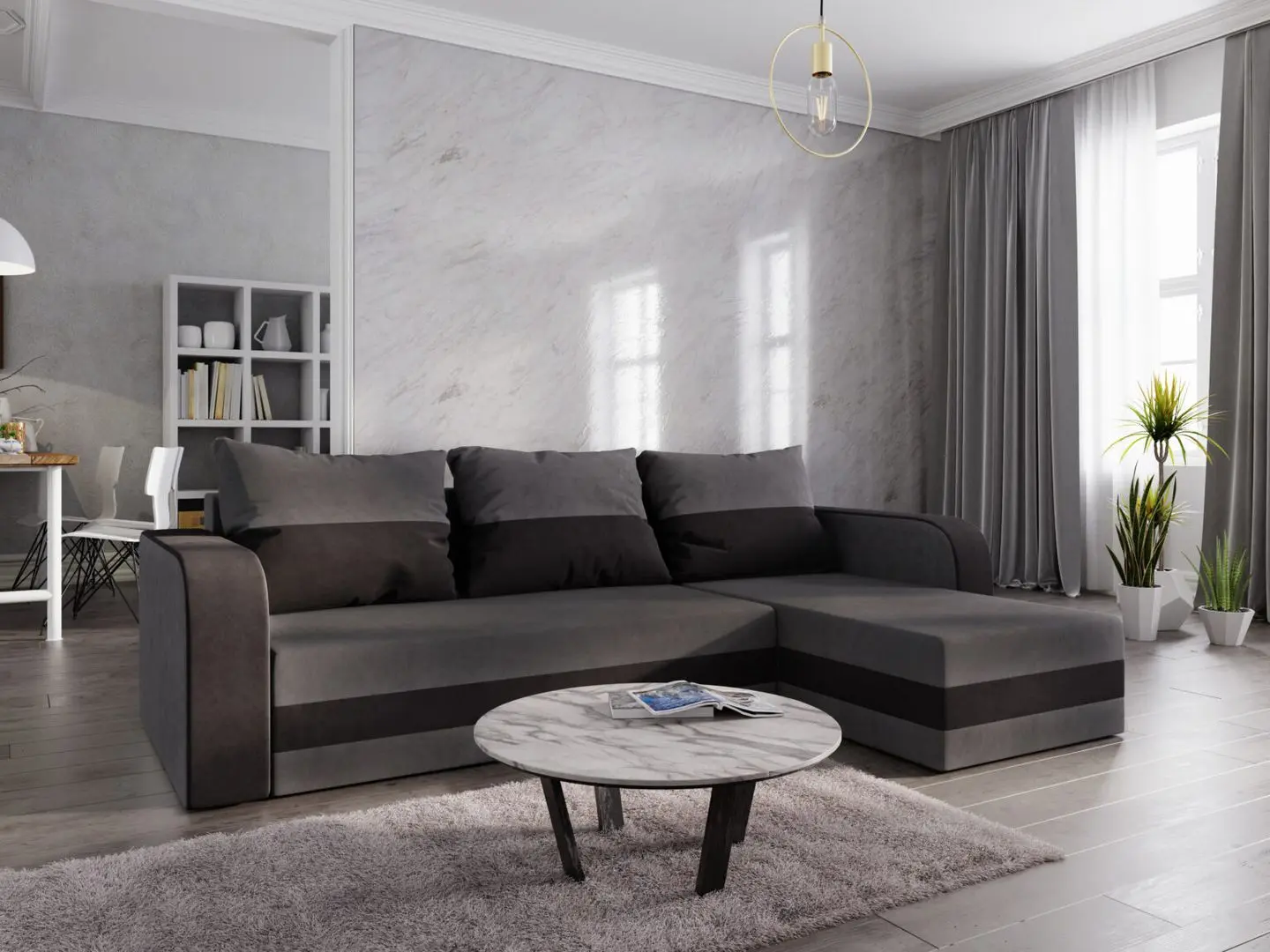 Диван угловой Space Meble Hewlet Bis Sawana 21/Sawana 05 (Gray/Dark Gray)