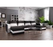 Canapea in forma de U Space Meble Hewlet U Bis Mikrofaza 15/Mikrofaza 31 (Black/White)