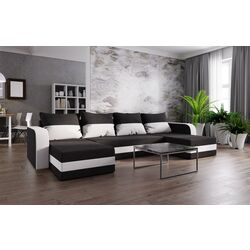 Canapea in forma de U Space Meble Hewlet U Bis Mikrofaza 15/Mikrofaza 31 (Black/White)