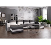 Canapea in forma de U Space Meble Hewlet U Bis Mikrofaza 27/Mikrofaza 31 (Gray/White)