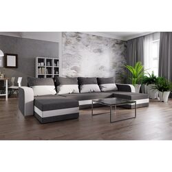 Canapea in forma de U Space Meble Hewlet U Bis Mikrofaza 27/Mikrofaza 31 (Gray/White)