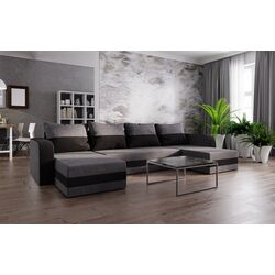 Canapea in forma de U Space Meble Hewlet U Bis Mikrofaza 27/Mikrofaza 15 (Gray/Black)