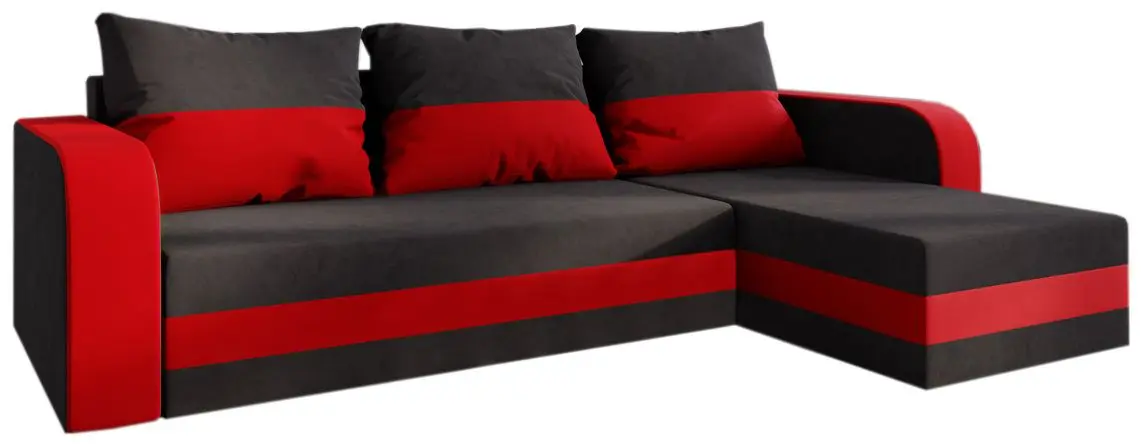 Диван угловой Space Meble Hewlet Bis Mikrofaza 15/Mikrofaza 22 (Black/Red)