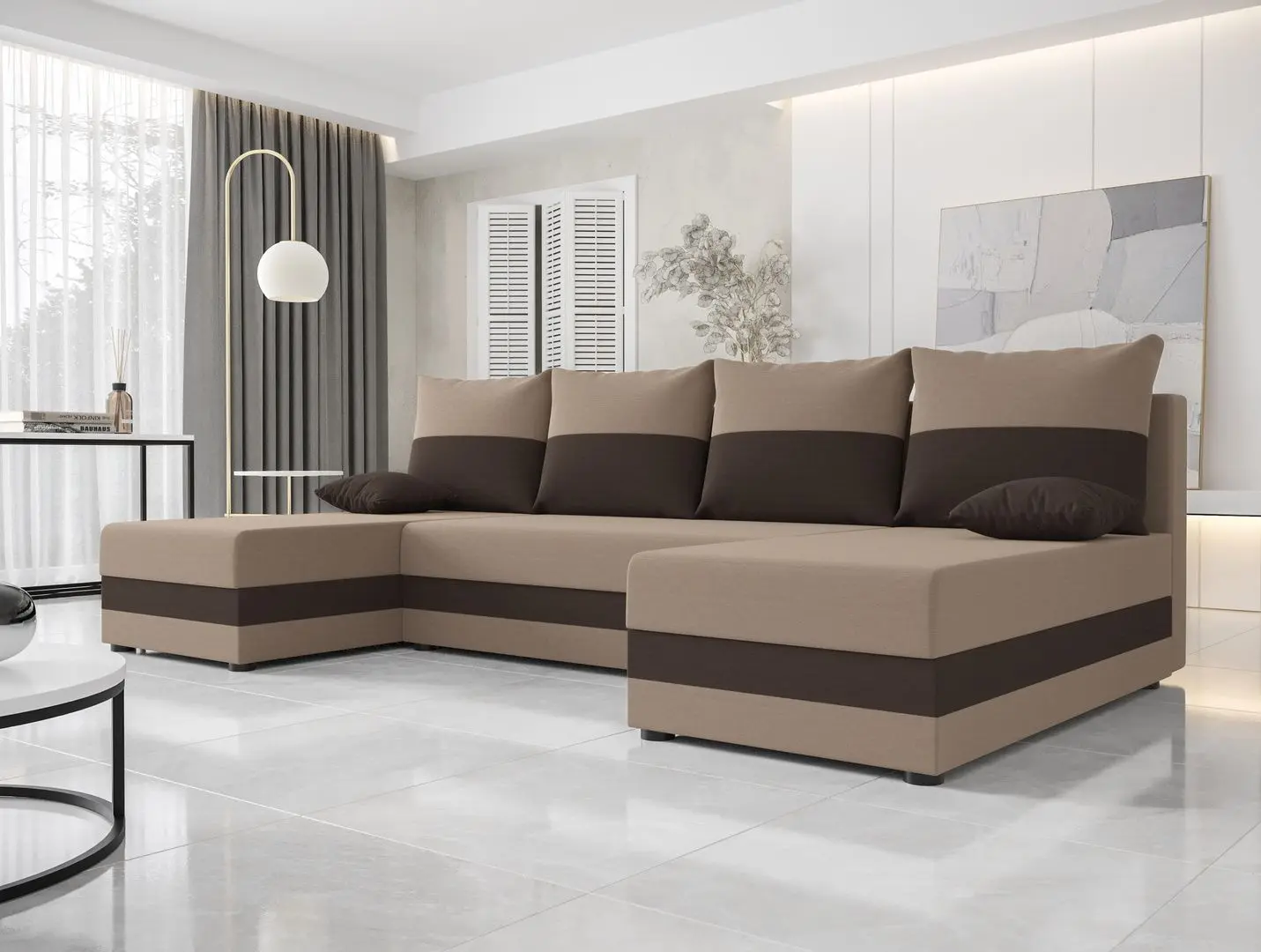 Canapea in forma de U Space Meble Hewlet U Rainbow 05/Rainbow 41 (Brown Light/Brown Dark)