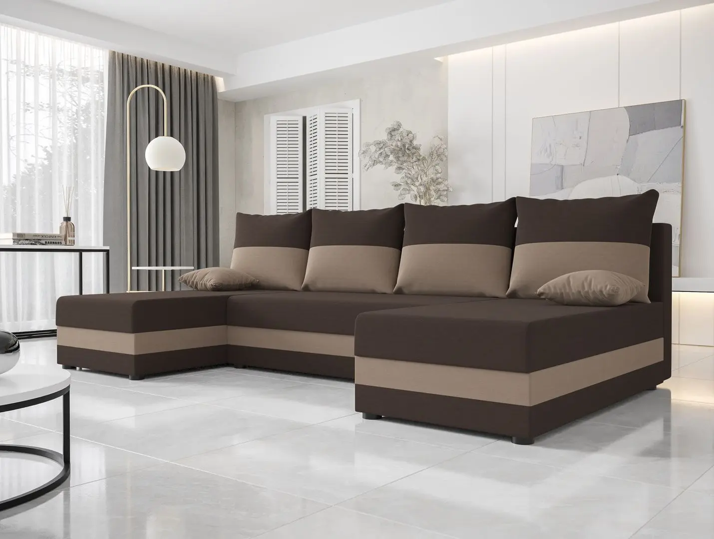 Canapea in forma de U Space Meble Hewlet U Rainbow 41/Rainbow 05 (Brown Dark/Brown Light)