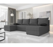 Canapea in forma de U Space Meble Hewlet U Sawana 05/Poduszki Sawana 14 (Gray Dark/Black)