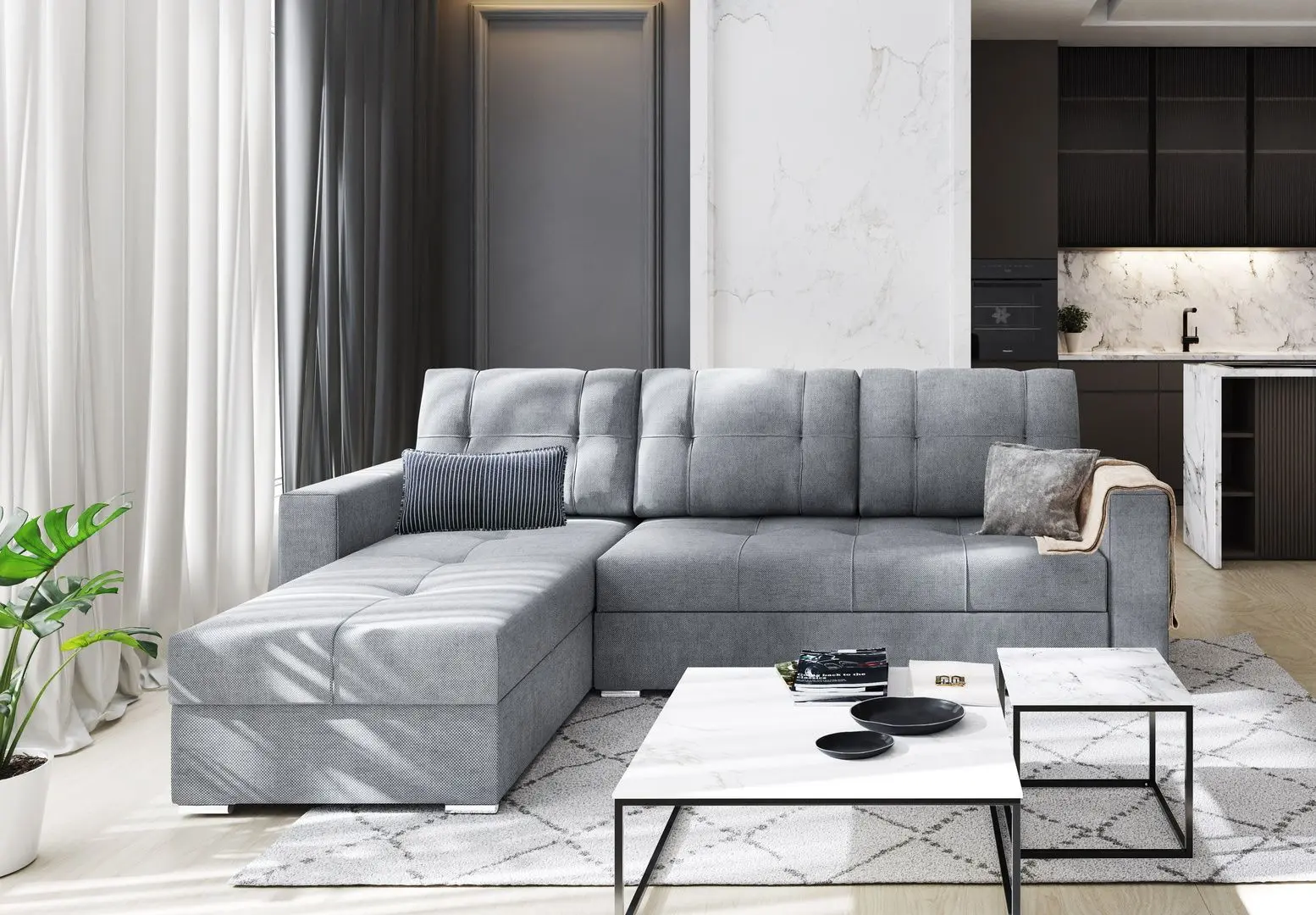 Canapea de colt Space Meble Karo Lars 90 (Gray Light)