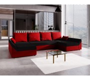 Canapea in forma de U Space Meble Dante U Mikrofaza 15/Mikrofaza 22 (Black/Red)