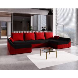 Canapea in forma de U Space Meble Dante U Mikrofaza 15/Mikrofaza 22 (Black/Red)