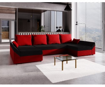 Canapea in forma de U Space Meble Dante U Mikrofaza 15/Mikrofaza 22 (Black/Red)