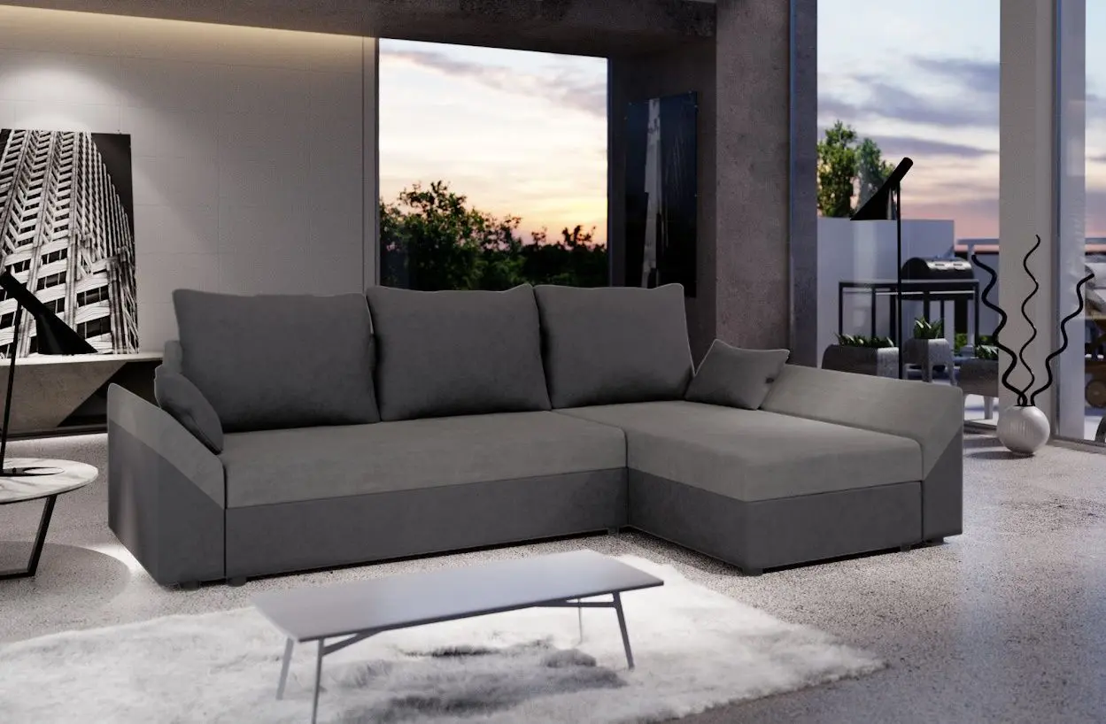 Canapea de colt Space Meble Dante L Sawana 21/Sawana 05 (Gray/Dark Gray)